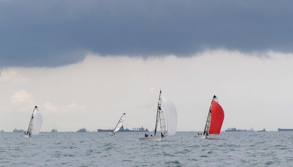 Stormy weather on day two of the IFDS Two-Person Keelboat Worlds.  ©  SW